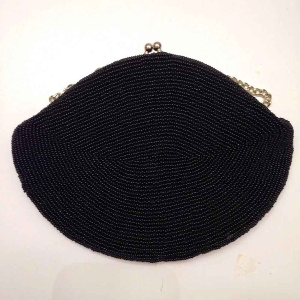 WALBORG VINTAGE BEADED Black evening clutch BAG